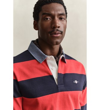 Gant Polo Heavy a righe con colletto in chambray rosso