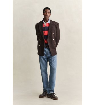 Gant Polo Heavy a righe con colletto in chambray rosso