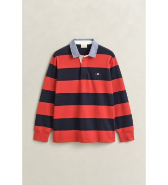 Gant Polo Heavy a righe con colletto in chambray rosso