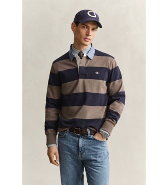 Gant Polo Heavy rayé avec col chambray taupe