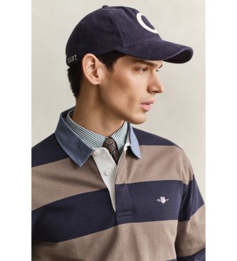 Gant Polo Heavy rayé avec col chambray taupe