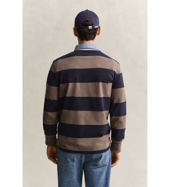 Gant Polo Heavy rayé avec col chambray taupe