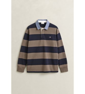 Gant Polo Heavy rayé avec col chambray taupe