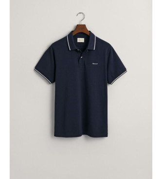 Gant Tipping Poloshirt aus marineblauem Piqu