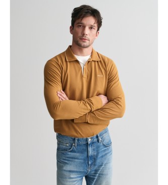 Gant Polo a maniche lunghe con colletto testurizzato beige