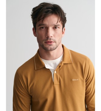 Gant Polo de manga larga con cuello texturizado beige