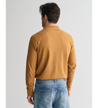 Gant Polo de manga larga con cuello texturizado beige