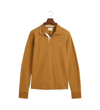 Gant Long sleeve polo shirt with beige textured collar