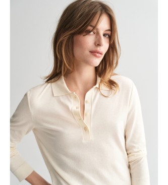 Gant Polo beige a maniche lunghe senza cuciture