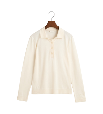 Gant Langrmet smls poloshirt i beige