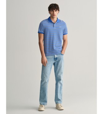 Gant Blue striped piqu polo shirt