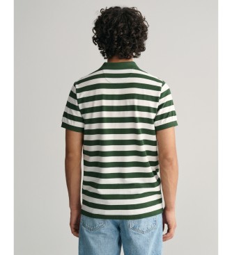 Gant Wide striped pique polo shirt green