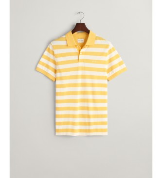 Gant Breit gestreiftes Piqu-Poloshirt gelb