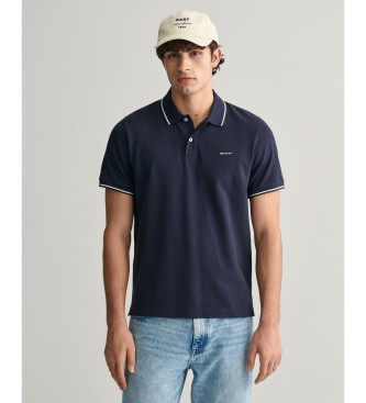 Gant Piqu-Poloshirt mit marineblauen Paspeln