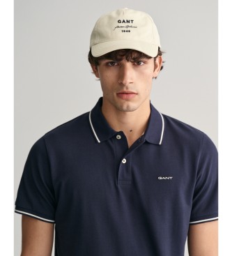 Gant Piqu-Poloshirt mit marineblauen Paspeln