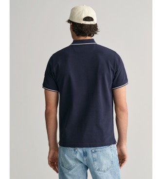 Gant Piqu-Poloshirt mit marineblauen Paspeln