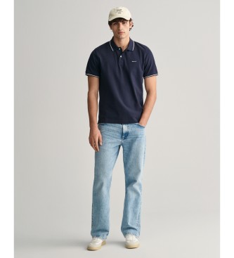 Gant Piqu-Poloshirt mit marineblauen Paspeln