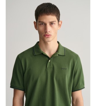 Gant Koszulka polo Pique z zieloną lamówką