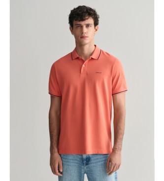 Gant Polo majica Pique z oranžnimi obrobami