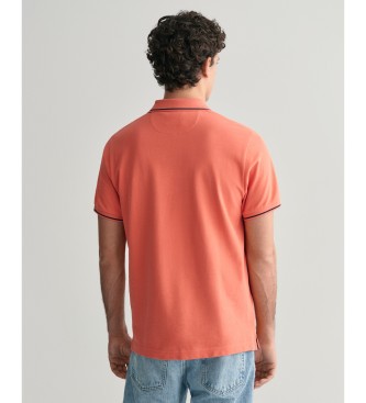 Gant Polo majica Pique z oranžnimi obrobami