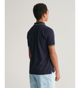 Gant Piqu-Poloshirt mit marineblauen Paspeln