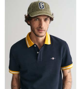 Gant Piqu polo met marineblauw birdseye-structuur