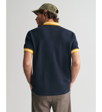 Gant Piqu polo met marineblauw birdseye-structuur