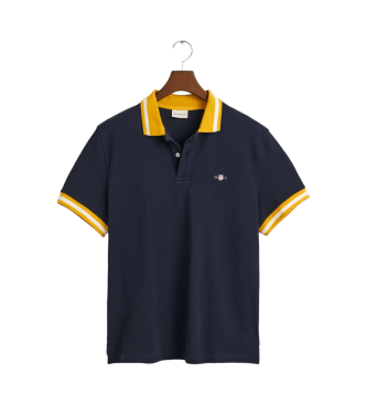 Gant Polo in piqu blu navy con texture occhio di pernice