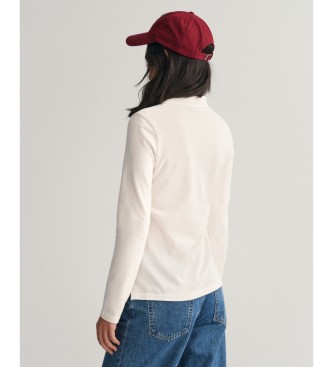 Gant Polo en piqué à manches longues Shield blanc cassé