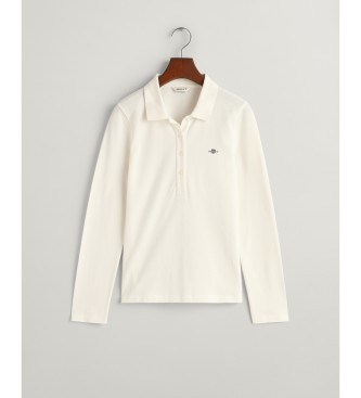 Gant Polo en piqué à manches longues Shield blanc cassé