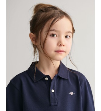 Gant Polo in piqu a maniche lunghe con scudo blu scuro