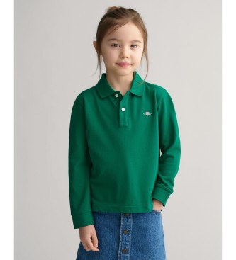 Gant Polo in piqu a maniche lunghe con scudo verde