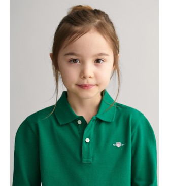 Gant Polo in piqu a maniche lunghe con scudo verde