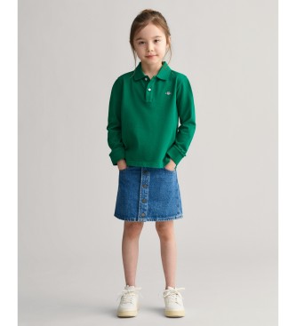 Gant Polo in piqu a maniche lunghe con scudo verde