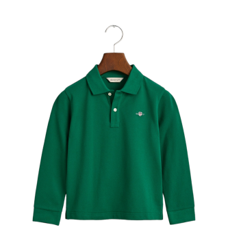 Gant Polo in piqu a maniche lunghe con scudo verde