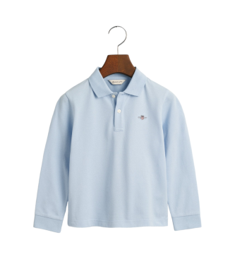 Gant Polo Shield  manches longues en piqu bleu