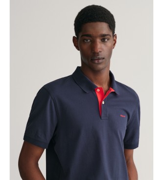 Gant Marineblaues Piqu-Poloshirt in Kontrastfarbe
