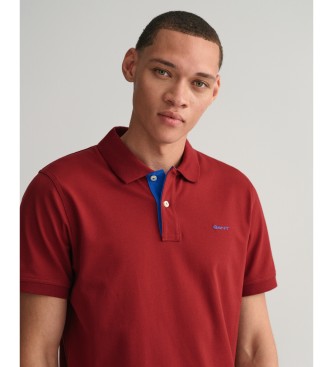 Gant Rotes Kontrast-Piqu-Poloshirt