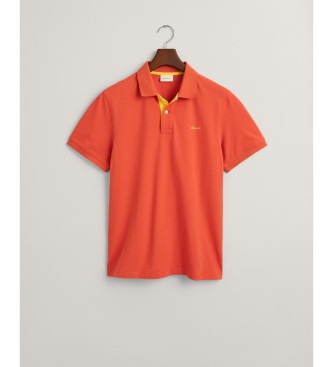 Gant Polo in piqu arancione a contrasto