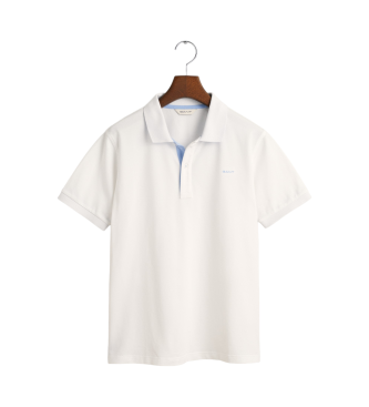 Gant Polo de piqu en contraste Teens blanco