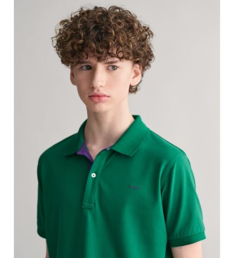 Gant Grnes Piqu-Poloshirt mit Kontrast