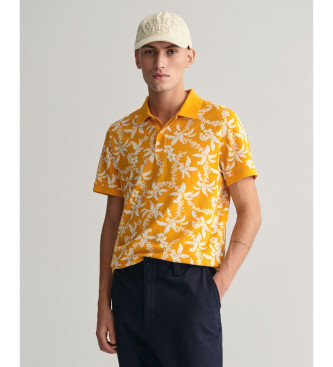 Gant Palm Lei Print gelbes Piqu-Poloshirt
