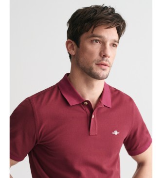 Gant Koszulka polo Pique Regular Fit Shield bordowa