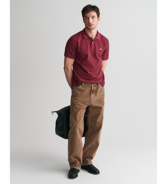 Gant Koszulka polo Pique Regular Fit Shield bordowa