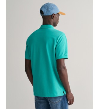 Gant Koszulka polo Pique Regular Fit Shield turkusowa