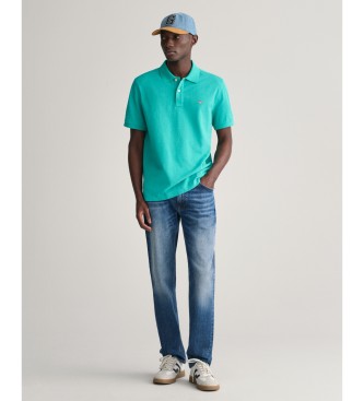 Gant Koszulka polo Pique Regular Fit Shield turkusowa