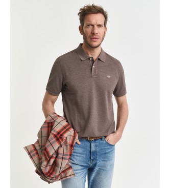 Gant Regular Fit Shield polo i brun piqué