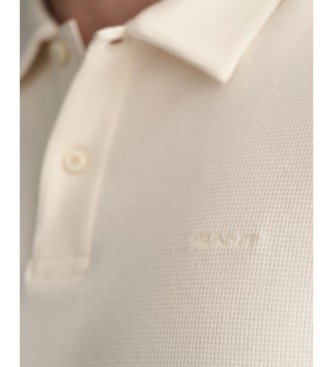 Gant Vaffelstruktureret hvid cremefarvet piqu-poloshirt