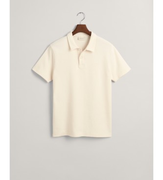 Gant Koszulka polo Waffle Textured biała kremowa piqué