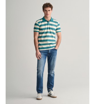 Gant Stribet poloshirt med dybgrn vask